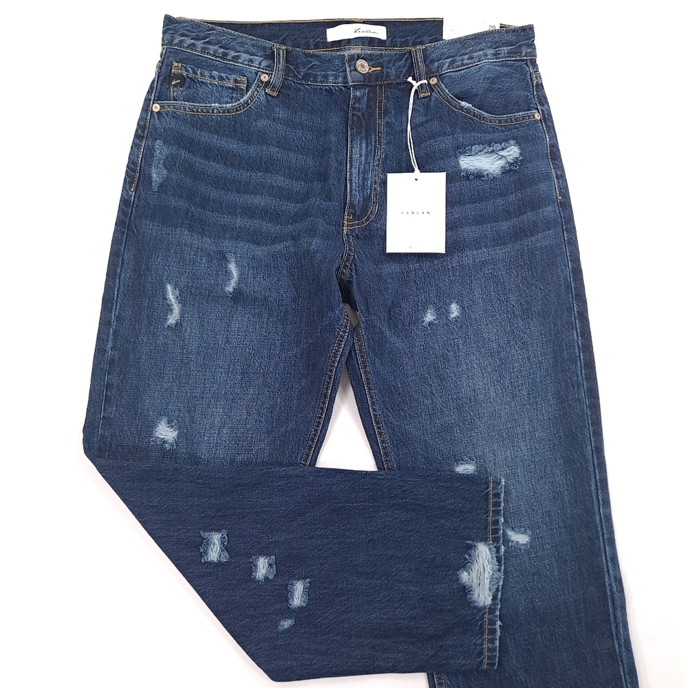 KanCan Estilo Women's Distressed Blue Jeans Straight Fit 100% Cotton - Sz 11/29